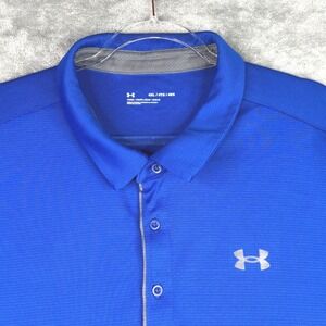 Under Armour Mens 4XL Blue Loose Fit Micro Stripe Short Sleeve Golf Polo Shirt